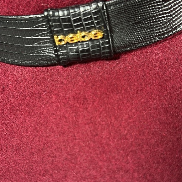 Bebe Burgundy Wine Wool Felt Wide Brim Fedora Hat Women's One Size - Picture 3 of 14